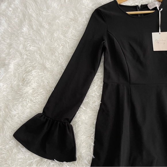 Charles Henry Dress Women’s Small Black Long Bell Sleeve Zipper Back Office - Picture 4 of 7